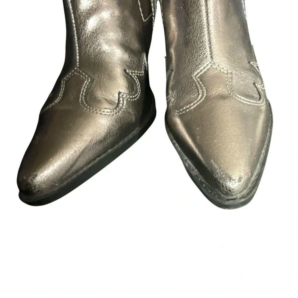 Indigo Rd Boots Women Size 8 Silver Metallic Western Ankle Booties Pointed Toe